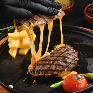 Stuffed meatball with cheddar cheese